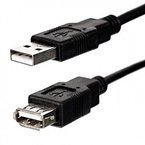 Przedłużacz USB 2.0 A-A M-F (wtyczka-gniazdo) przewód, kabel 1,8m czarny